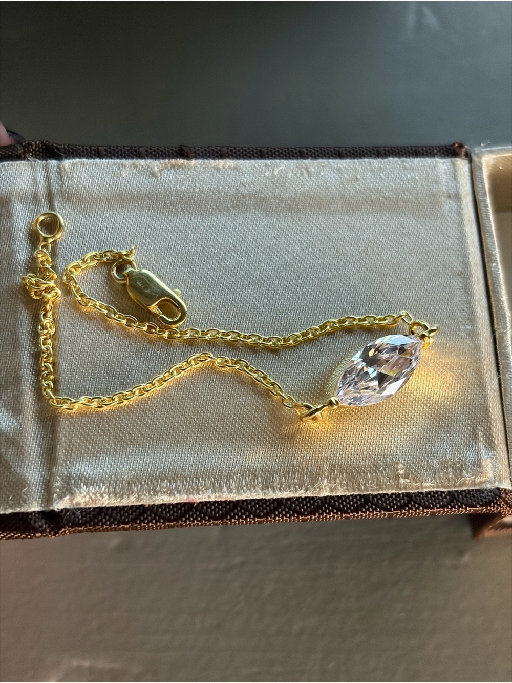 New:: 2CT MARQUISE DIAMOND Gold Chain Bracelet Crystal zirconia :::size 7